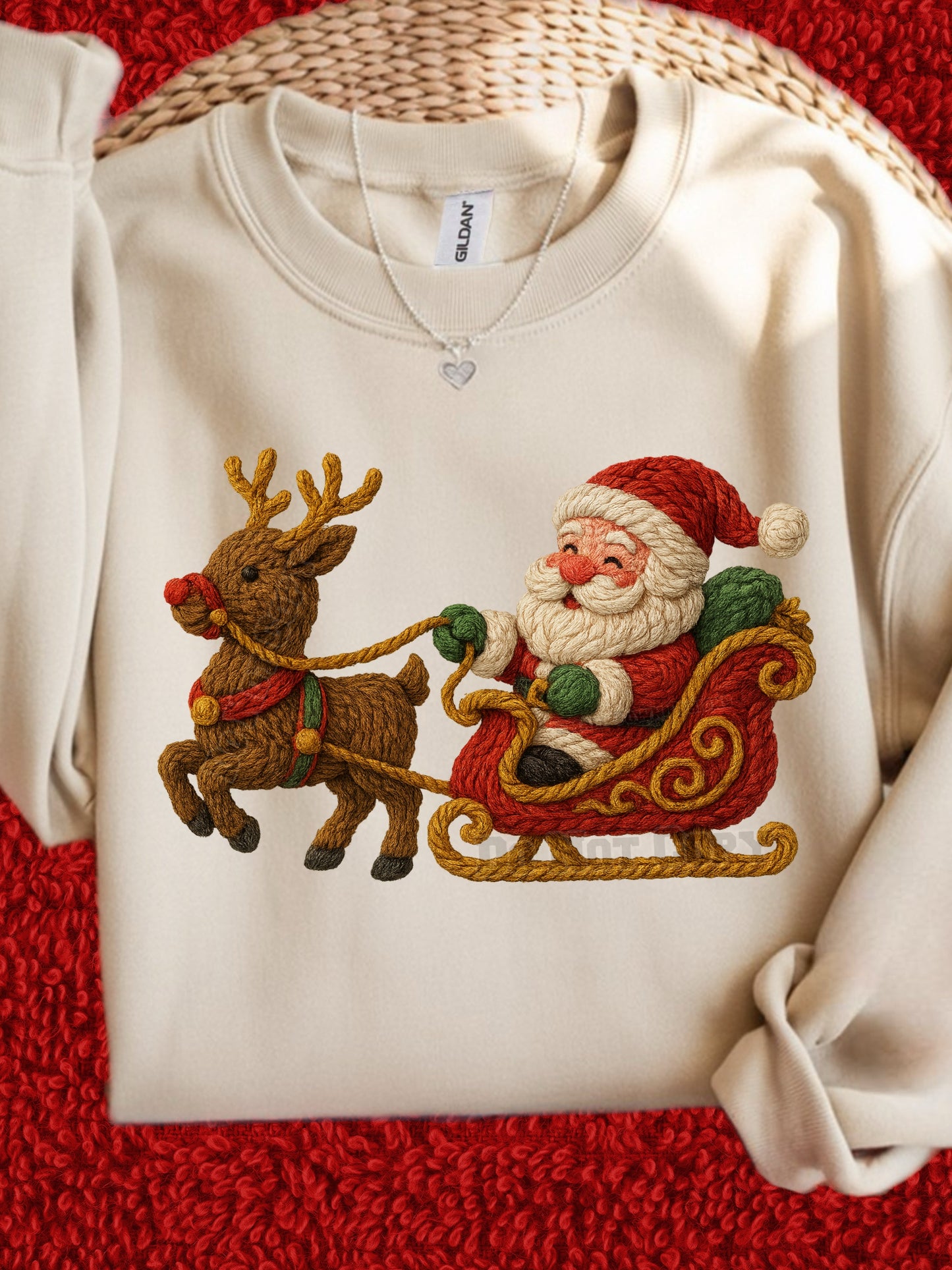 Faux Yarn Santa & Sleigh