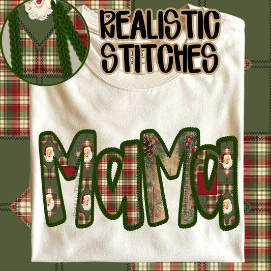 Faux Stitch Christmas Mama