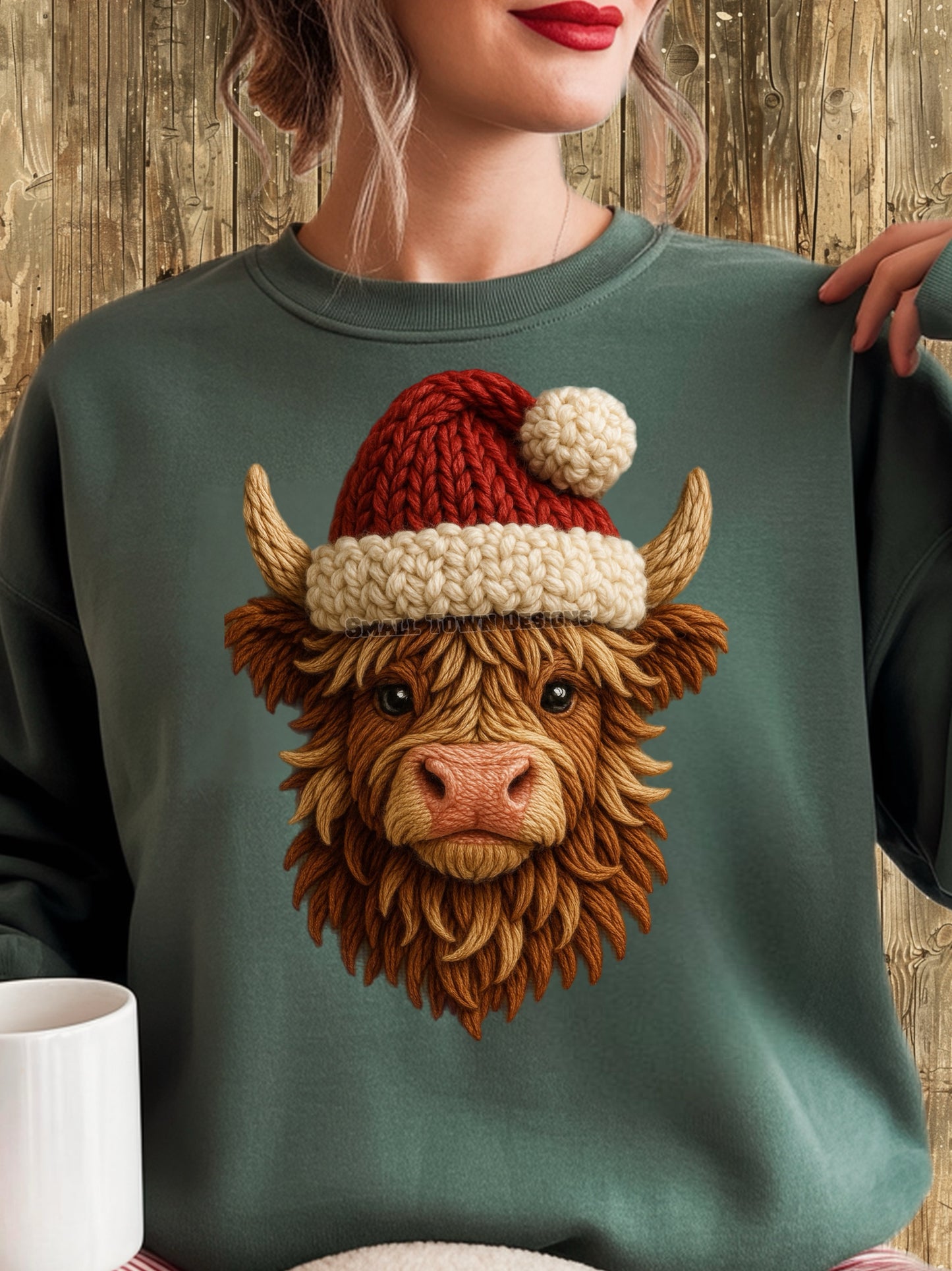 Faux Crotchet Christmas Highland Cow